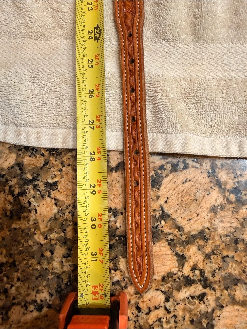 Berkeley’s Custom Leather brand Tan stamped Tooled Leather Belt - never used